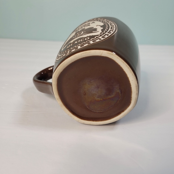 Riviera Maya Mexico Mug Etched Fethered Serpent Quetzalcoatl Kukulkan Brown - Picture 7 of 11
